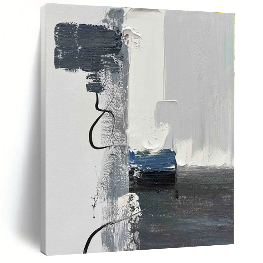 Oversized Gray - Blue Abstract Art for Minimalist Bedroom & Contemporary Study LargeART0491