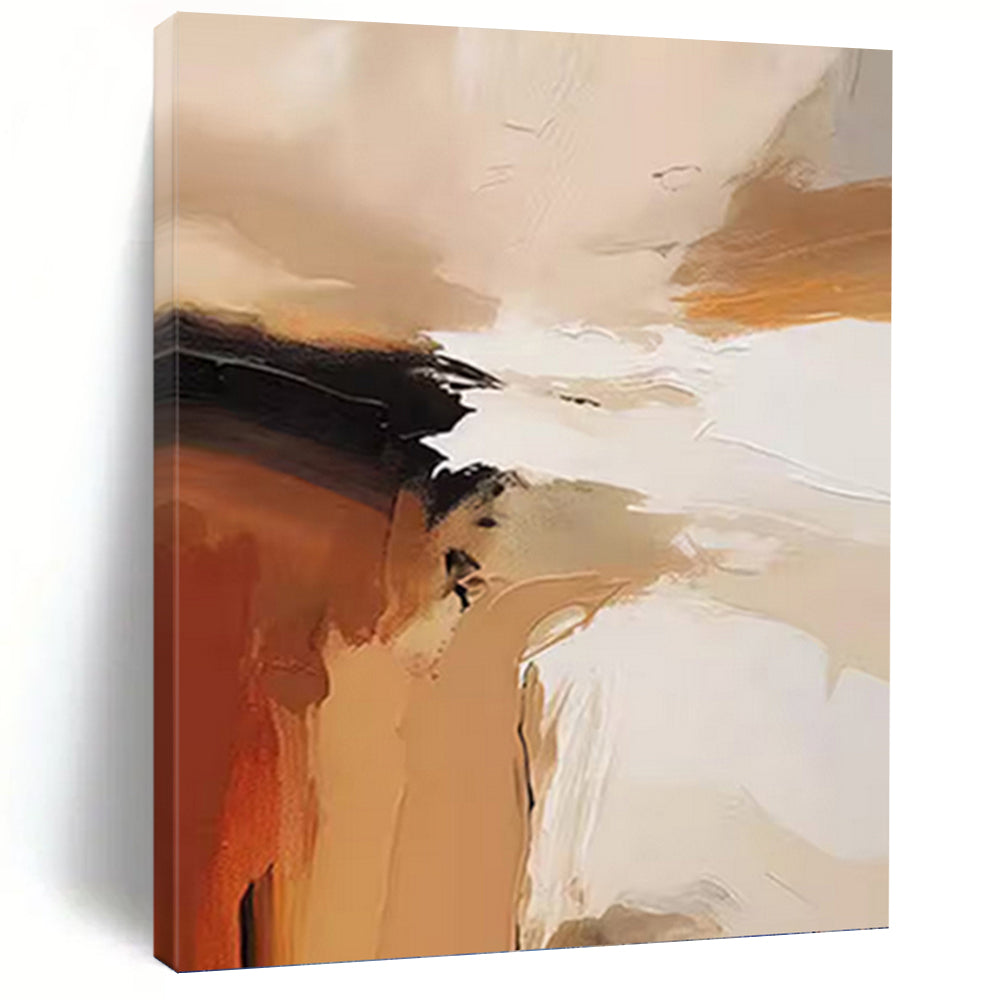 “Warm Color Abstract Flow” - Beige, Brown, White, Orange Abstract Art on Canvas DKH1243