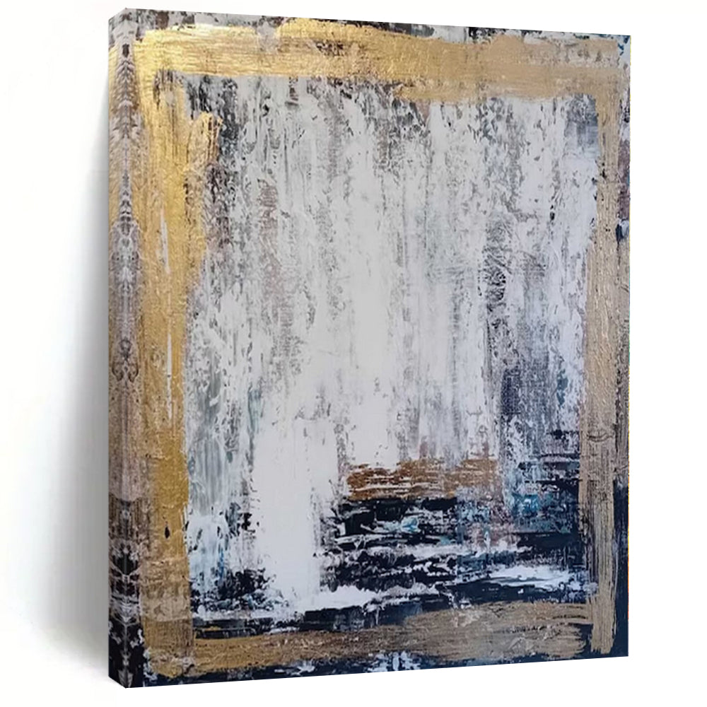 Gold - Framed Abstract Texture Abstract Canvas Painting, Ideal for Modern Hallway & Chic Office LargeART1198