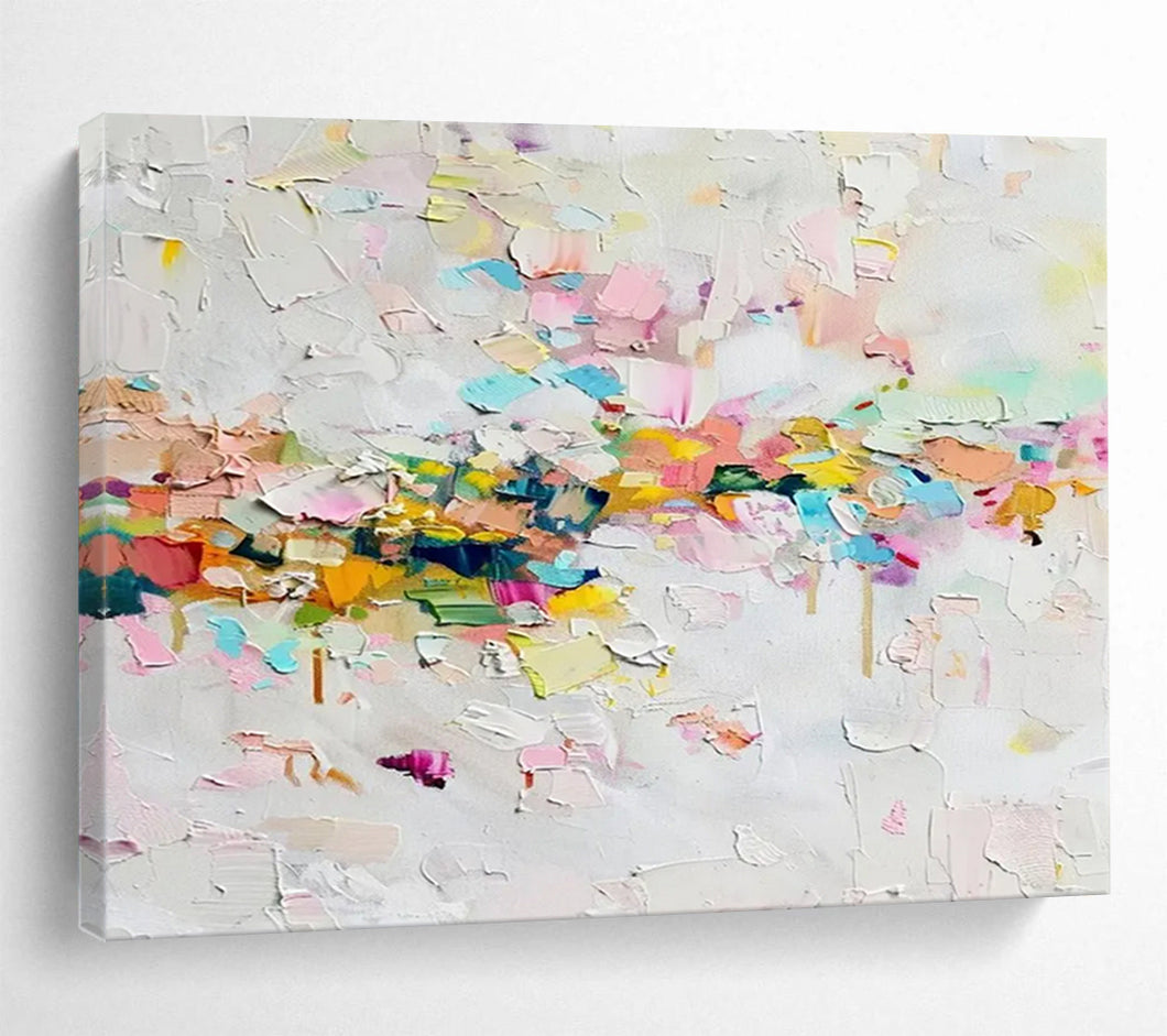 Colorful Abstract Patchwork of Shapes Abstract acrylic painting DLZ044