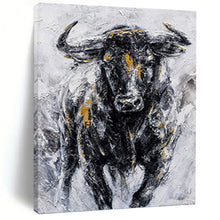 Load image into Gallery viewer, “Textured Bull with Gold Accents” - Impasto Animal Art on Canvas DKH1455
