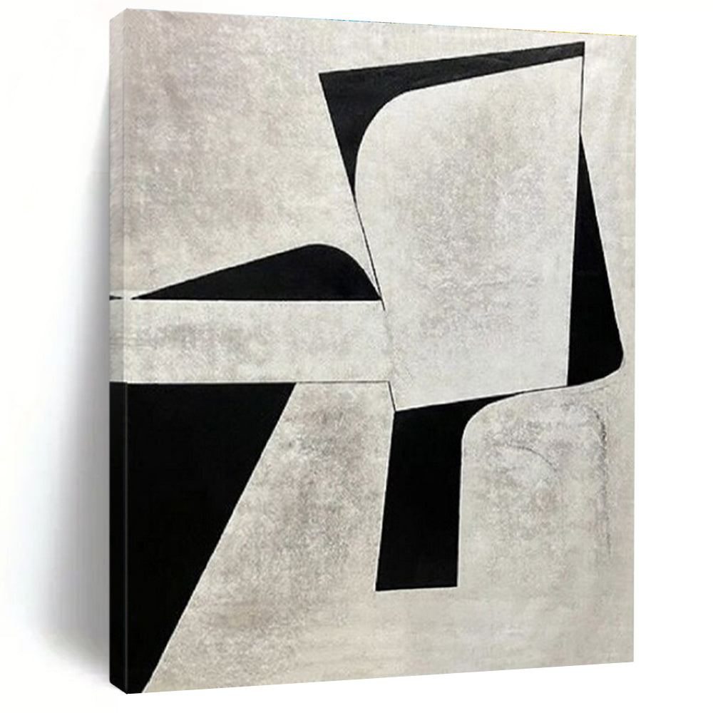 Black and White Geometric Forms Acrylic Art - Perfect for Minimalist Hallway & Contemporary Office LargeART0671