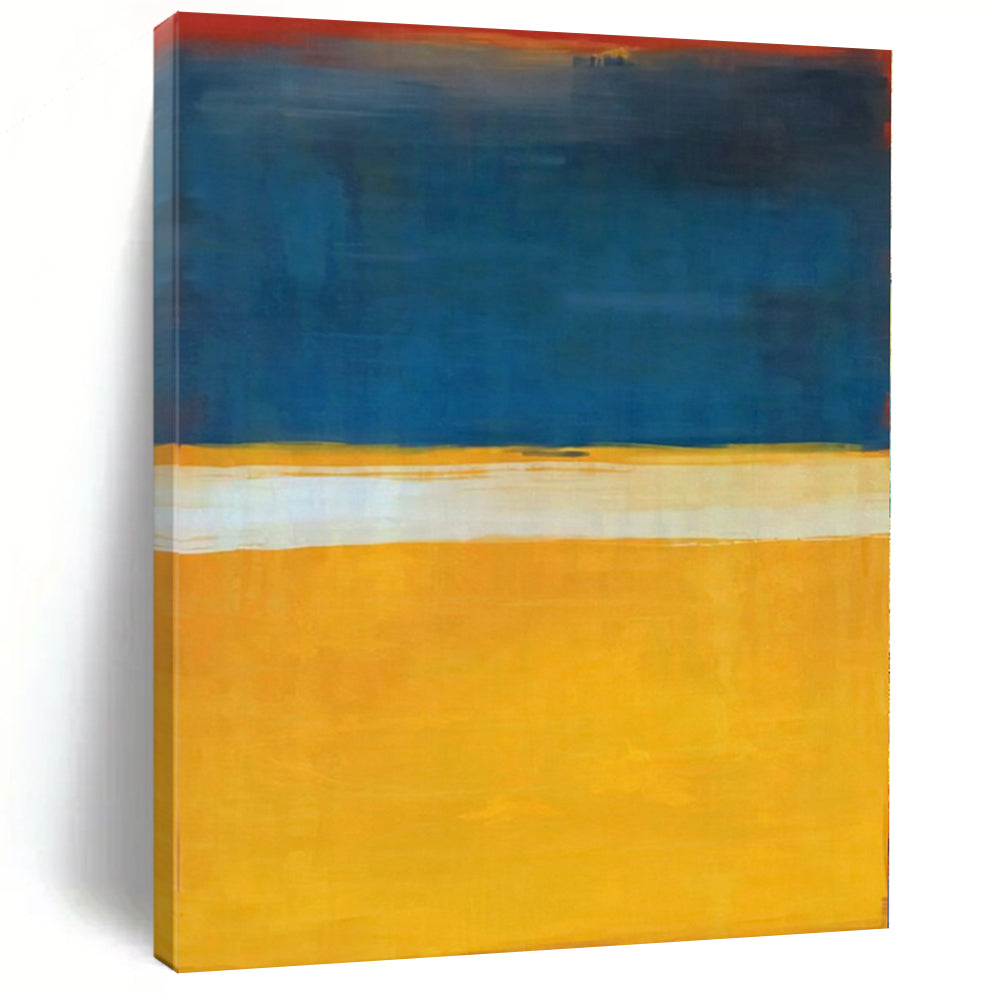 Blue - Yellow Color Block Abstract Canvas Painting, Suited for Bright Kitchen & Creative Studio LargeART1186