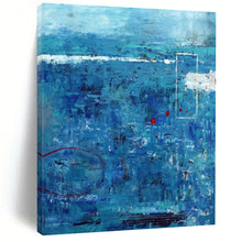 Load image into Gallery viewer, Blue - Toned Abstract with Red Accents - Great for Coastal Home Office &amp; Serene Lounge LargeART2389
