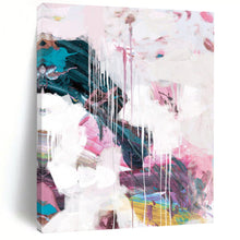 Load image into Gallery viewer, Pastel Dream Cascade – Soft Pink, White, and Teal Dripping Abstract DTP192
