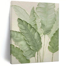 Load image into Gallery viewer, Textured Green Leaves Abstract Painting, Ideal for Modern Kitchen &amp; Bohemian Bathroom LargeART1876
