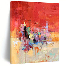 Load image into Gallery viewer, Enormous Vivid Red Abstract Cityscape Acrylic for Energetic Game Room LargeART0291
