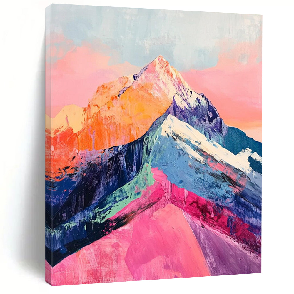 “Vibrant Mountain Peaks” – Color - Drenched Landscape Oil Painting DTP283