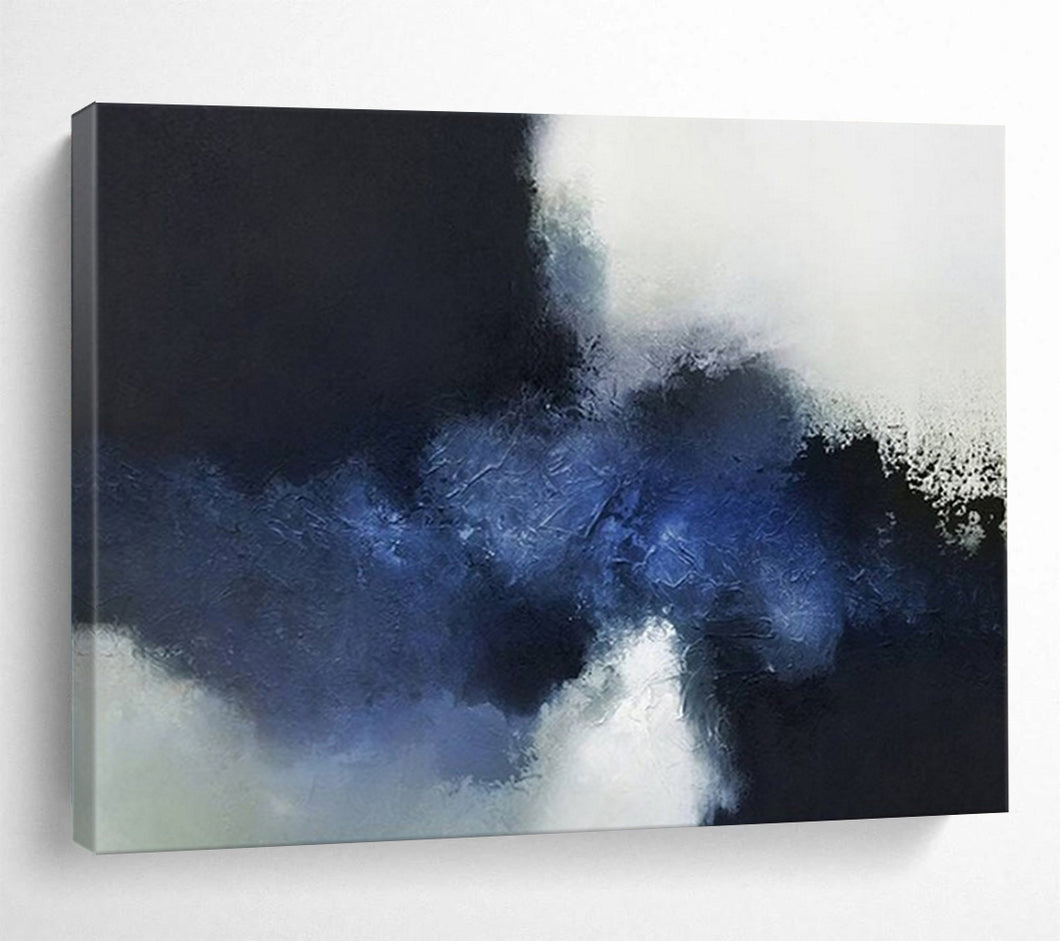 Hand - painted Blue and Black Abstract Acrylic Art for Modern Dining Room Decor LargeART1661