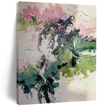 Load image into Gallery viewer, “Impasto Floral Bouquet” – Textured Flower Oil Painting with Pink &amp; Green Hues DTP271
