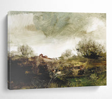 Load image into Gallery viewer, Textured Green Field with Trees Abstract acrylic painting DLZ122

