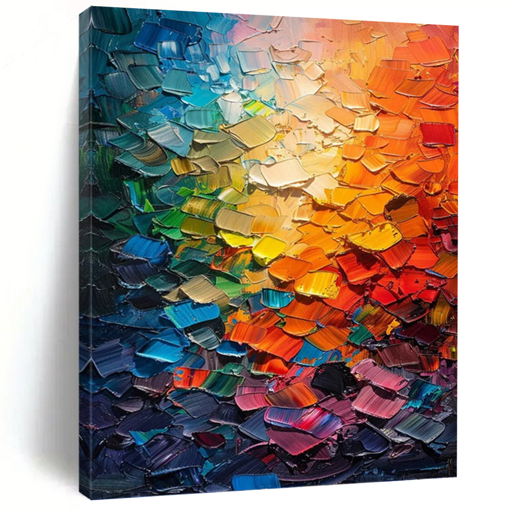 “Colorful Palette Knife Abstract” - Vibrant Abstract Art on Canvas DKH1555