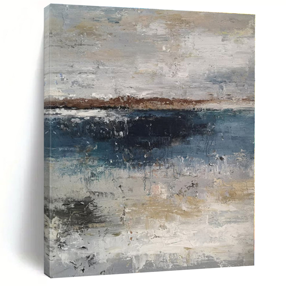 Oversized Gray - Blue Seaside Abstract Art for Beach House & Nautical Café LargeART0471