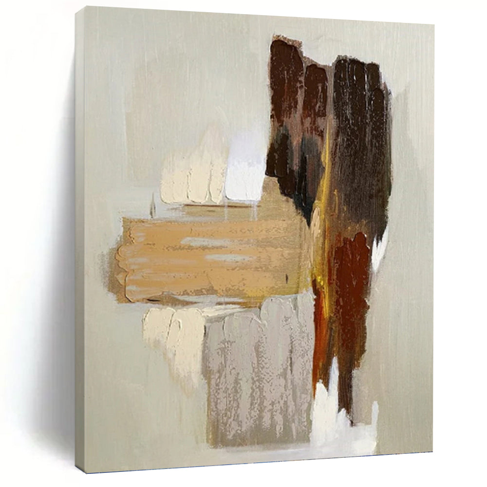 “Earthy Layers” - Minimalist Abstract Art, Ideal for Bedroom Calm, Abstract Painting on Canvas DKH1067