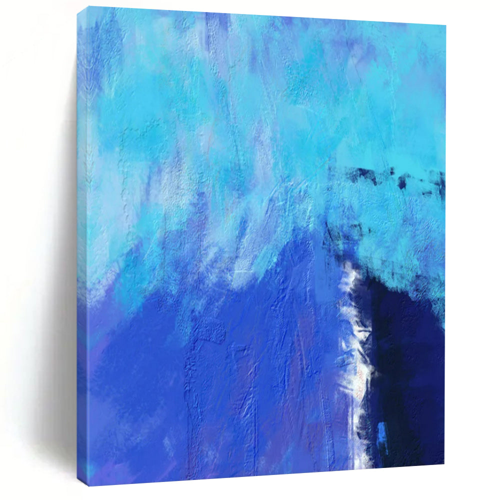 Abstract Painting, Cool Blue Textured Art - Ideal for Home Office & Study Room LargeART2334