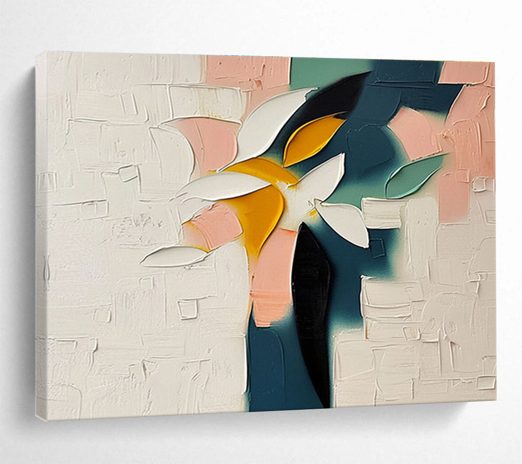 Colorful Abstract Floral Painting on Canvas - “Vibrant Blooms” DKH747