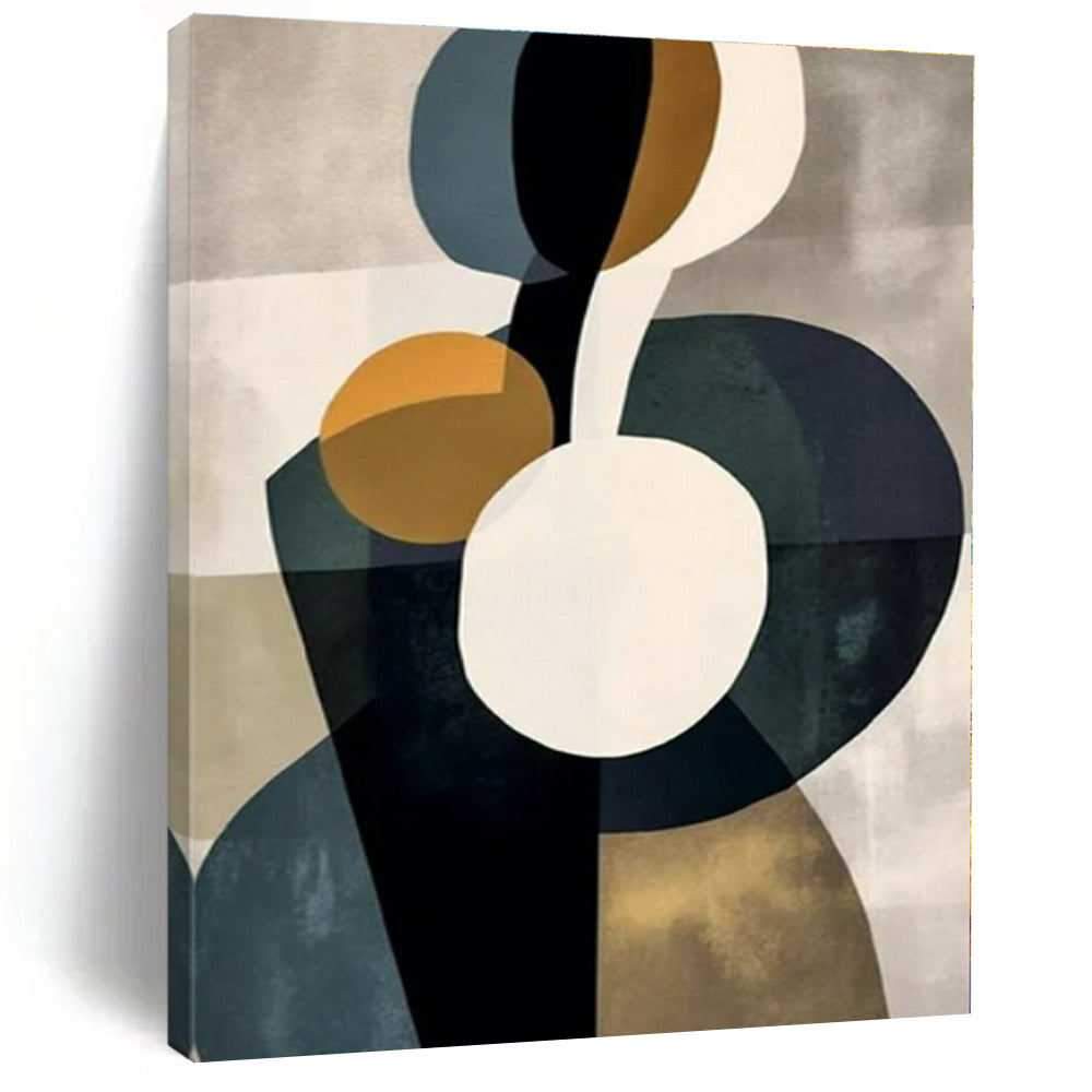 Geometric Shape Abstract in Neutrals Canvas Painting, Perfect for Scandinavian - Style Bedroom & Modern Library LargeART1249