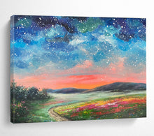 Load image into Gallery viewer, Starry Sunset Landscape Abstract Art for Nature Lover’s Bedroom &amp; Cosy Reading Nook DKH122

