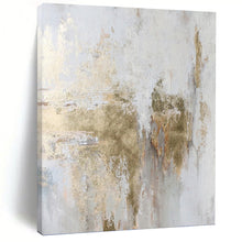 Load image into Gallery viewer, “Gold - Accented White Abstract” Abstract Painting on Canvas, Luxe Wall Art DKH1006
