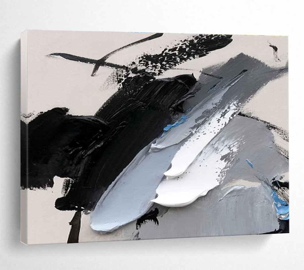 Bold Black and White Abstract Painting for Industrial Loft & Monochrome Gallery DKH310