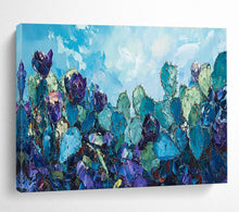 Load image into Gallery viewer, Blue Cactus “Desert Blossom” Painting on Canvas, Southwest - Themed Art DKH827
