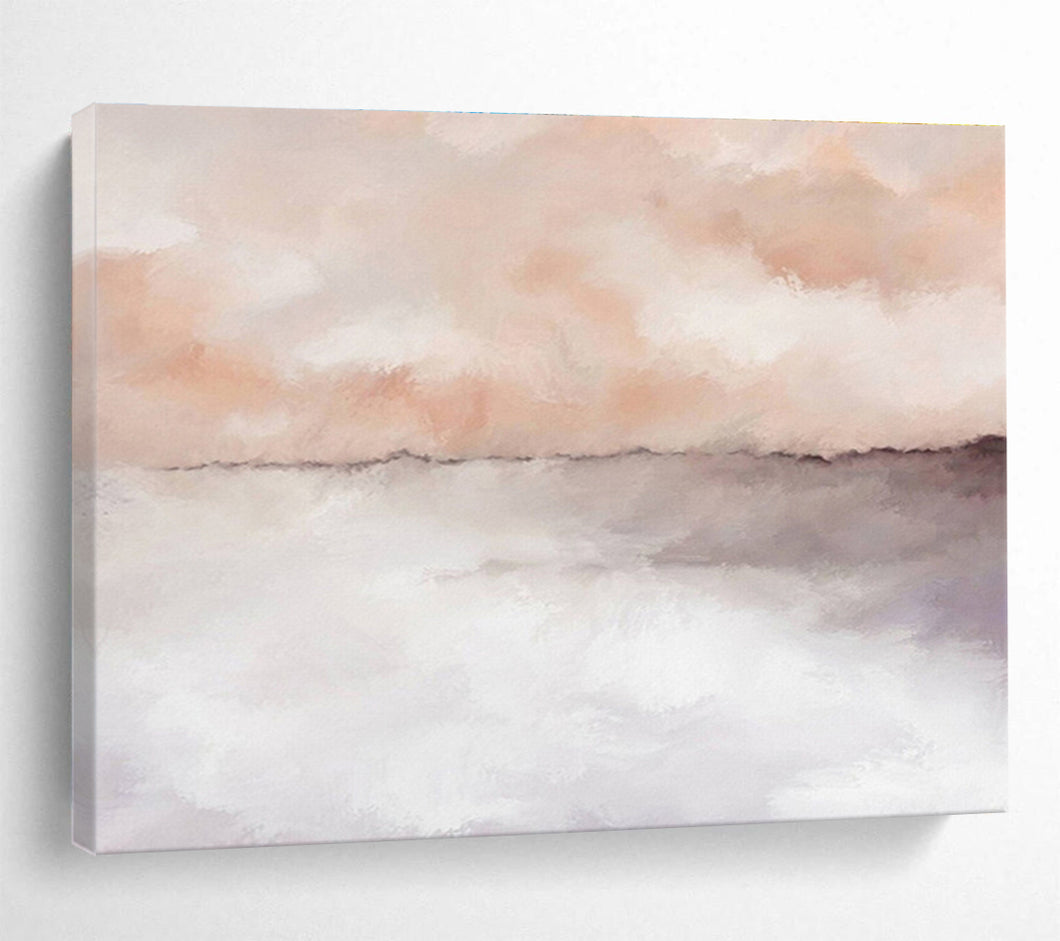 Blush - Toned Abstract Sea Painting On Canvas DKH418