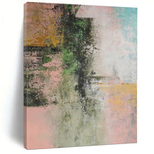 Load image into Gallery viewer, Hand - painted Large - scale Green and Pink Abstract Fusion Acrylic Art for Cozy Living Rooms LargeART0044
