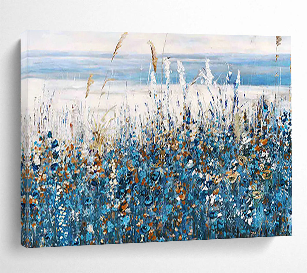“Seaside Wildflowers” - Abstract Acrylic Depicting Coastal Flora, Suits Beach House and Sunroom DLZ203
