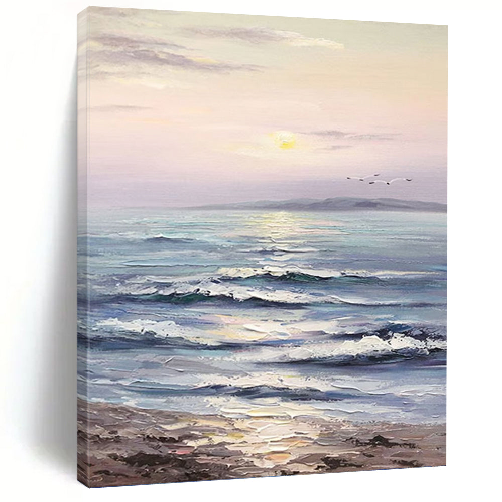 “Pastel Seaside Sunset” - Impressionistic Seascape Art on Canvas DKH1596