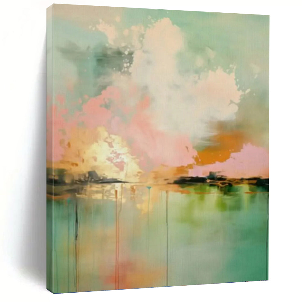 “Pastel Sky - Water Abstract” Abstract Painting on Canvas, Serene Wall Art DKH994