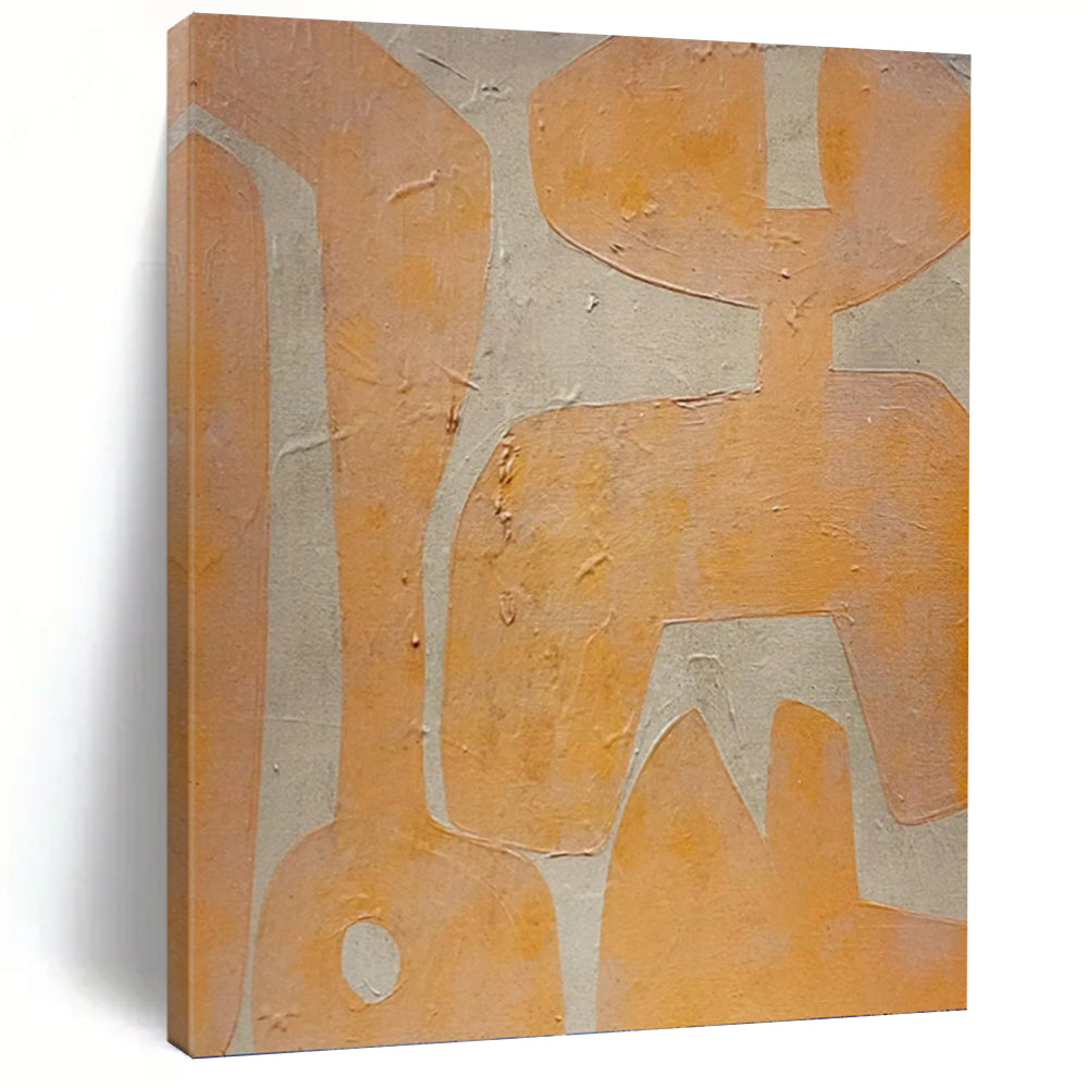 “Orange Ideas” - Warm - Toned Symbolic Forms, Ideal for Creative Space Spark, Abstract Painting on Canvas DKH1073