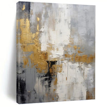 Load image into Gallery viewer, “Gold - Infused Gray Harmony” Abstract Painting on Canvas, Sophisticated Office Decor DKH1062
