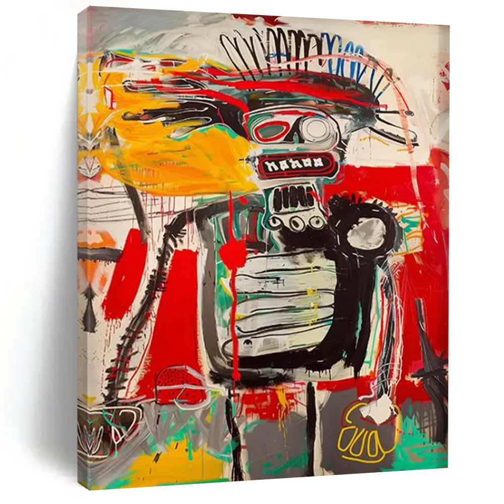 “Chaotic Robot - like Figure” – Abstract Expressionist Painting with Bold Lines and Colors DTP094