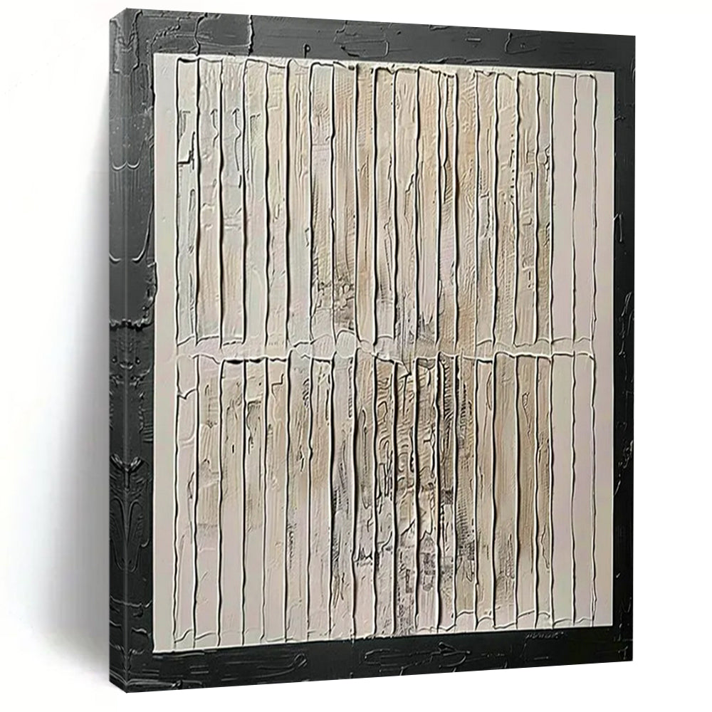 Textured Neutral Striped Abstract - Fits Minimalist Living Room & Hallway LargeART2352