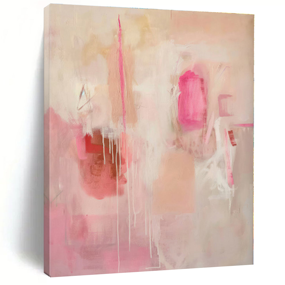 Large - Format Pink - Toned Abstract Drizzle Art for Boudoir & Girls’ Bedroom LargeART0440