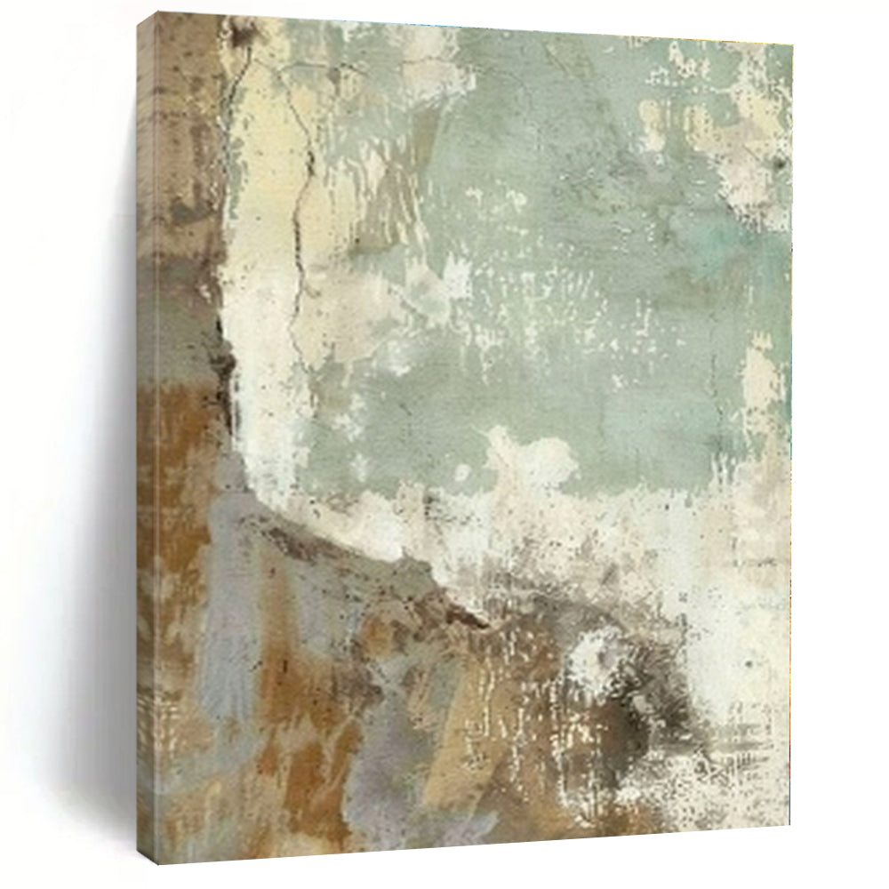 Textured Green & Brown Abstract Canvas Painting, Great for Rustic Kitchen & Nature - Inspired Studio LargeART1267