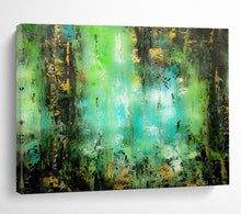 Load image into Gallery viewer, “Lush Green Glow” Abstract Forest Painting on Canvas, Nature - Inspired Art DKH921
