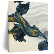 Load image into Gallery viewer, Enormous Blue - Gold Ribbon Abstract Acrylic for Luxury Bedroom LargeART0301
