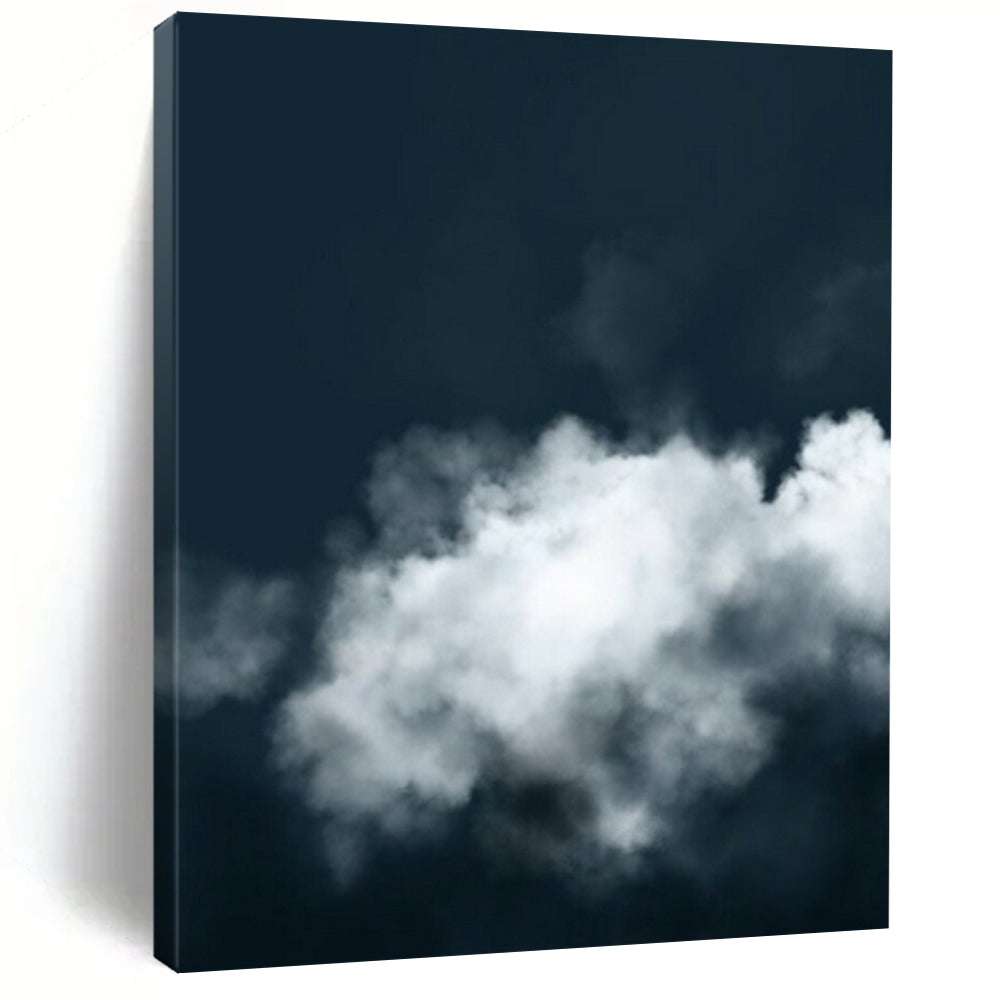 Lone Cloud in Dark Sky – Minimalist Sky Study in Oil DTP233