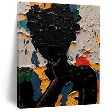 Load image into Gallery viewer, “Colorful Silhouette” ，Black figure surrounded by bold, textured swaths of blue, green, yellow, orange, and red. DTP308
