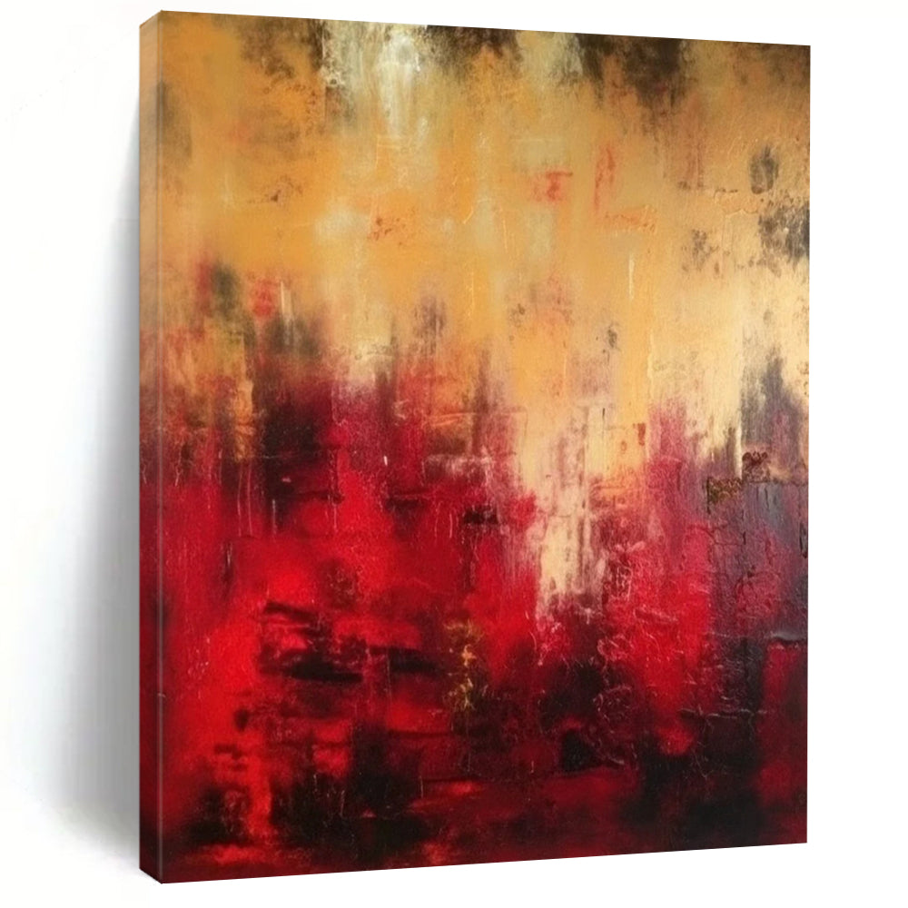 “Crimson Heatwave” – Red, Orange & Black Abstract Acrylic with Fiery Textures DTP073