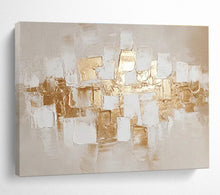 Load image into Gallery viewer, Gilded Squares on Neutral Abstract Painting DKH524

