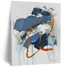 Load image into Gallery viewer, Blue - Orange Flowing Abstract Acrylic Painting, Igniting Studio Creative Corners &amp; Game Room Trendy Walls LargeART0807
