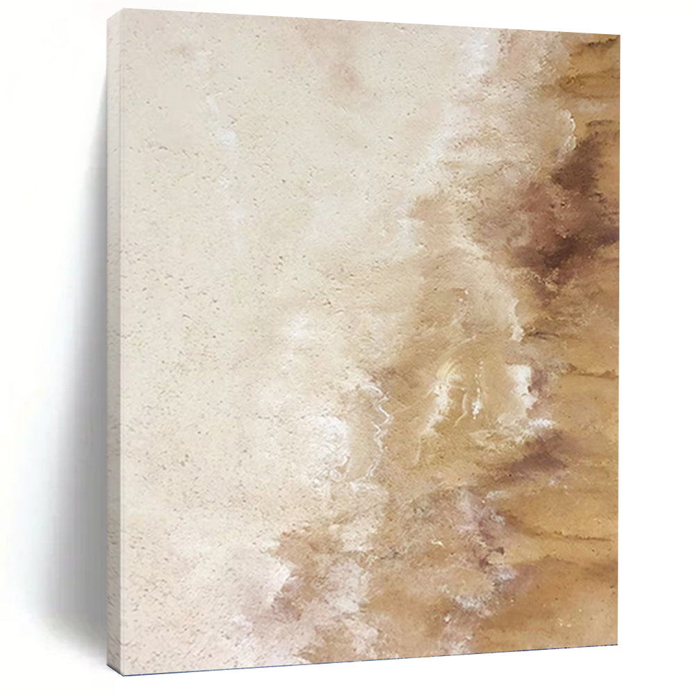 “Soft Beige Textures” - Beige, Brown Abstract Art on Canvas DKH1223