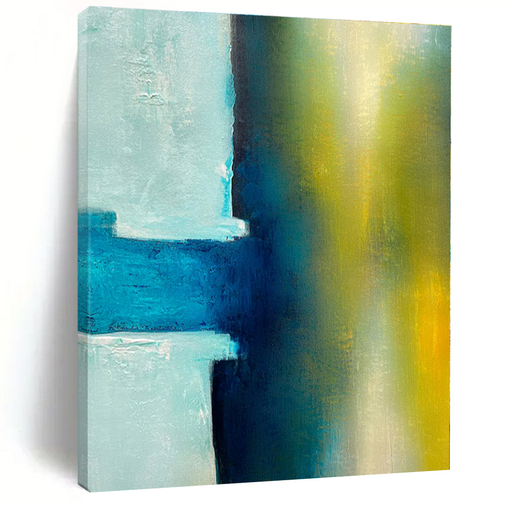 Blue and Green Abstract Fusion Canvas Painting, Ideal for Modern Studio & Calm Waiting Room LargeART1238