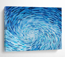 Load image into Gallery viewer, Blue Swirl Abstract Painting on Canvas - “Ocean Whirlpool” DKH789
