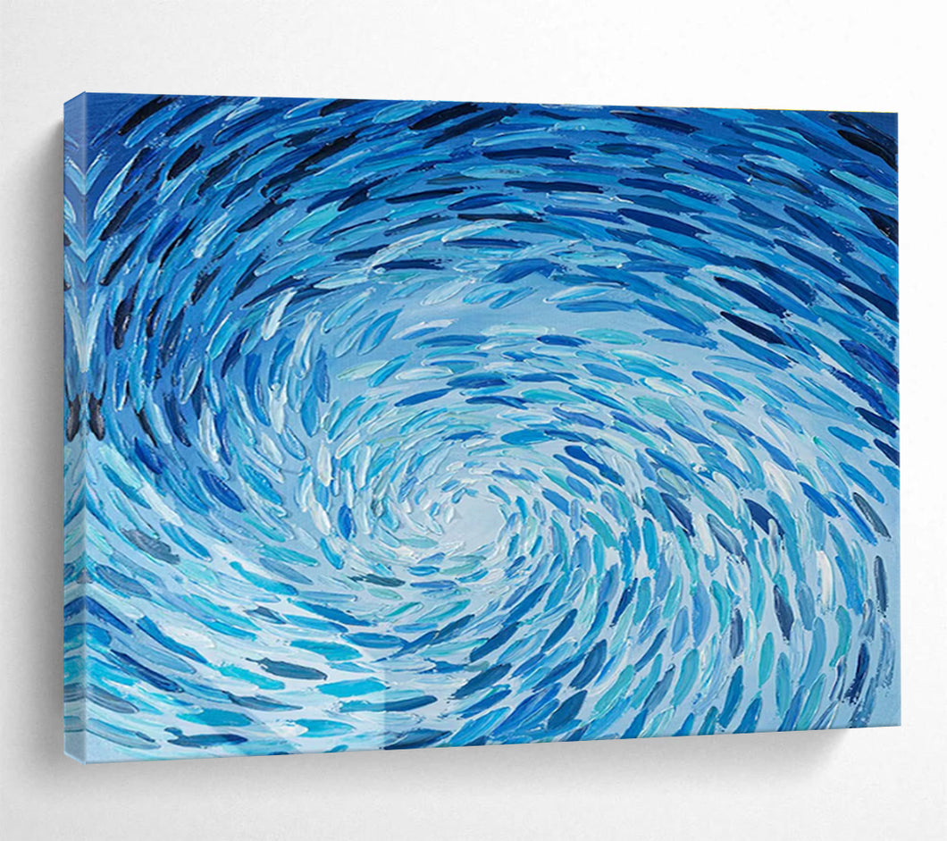 Blue Swirl Abstract Painting on Canvas - “Ocean Whirlpool” DKH789