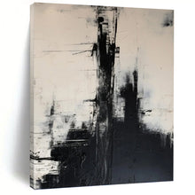 Load image into Gallery viewer, “Black and White Urban Abstract” - Black, White, Grey Abstract Art on Canvas DKH1261
