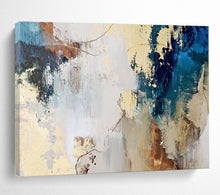 Load image into Gallery viewer, Earthy Tones Abstract Painting with Gold and Blue for Industrial - Chic Loft &amp; Art - Centric Study DKH130
