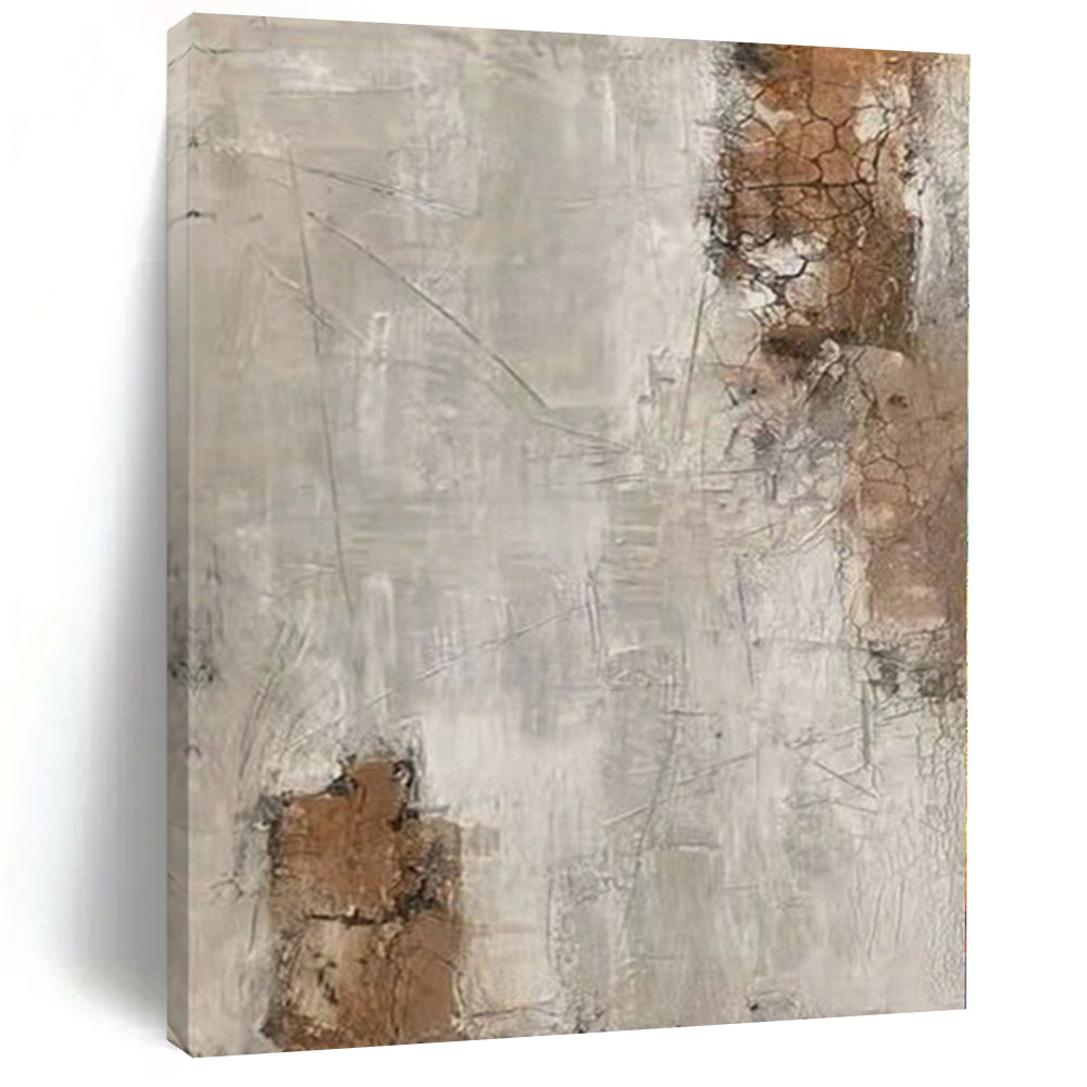 Hand - painted Oversized Gray - Brown Textured Abstract Acrylic Art for Rustic Living Rooms LargeART0105